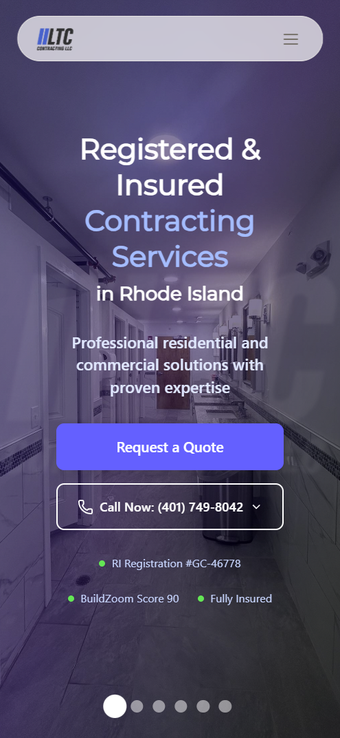 LTC Contracting site mobile view